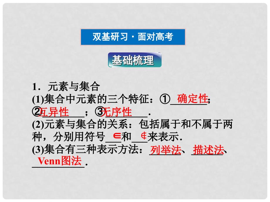 高考数学一轮复习 第1章第一节 集合的概念及其基本运算课件 文 苏教版_第3页