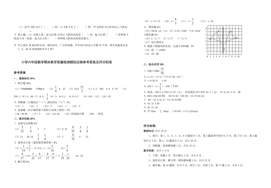 最新六年级数学下期末测试模拟试卷及答案_第3页