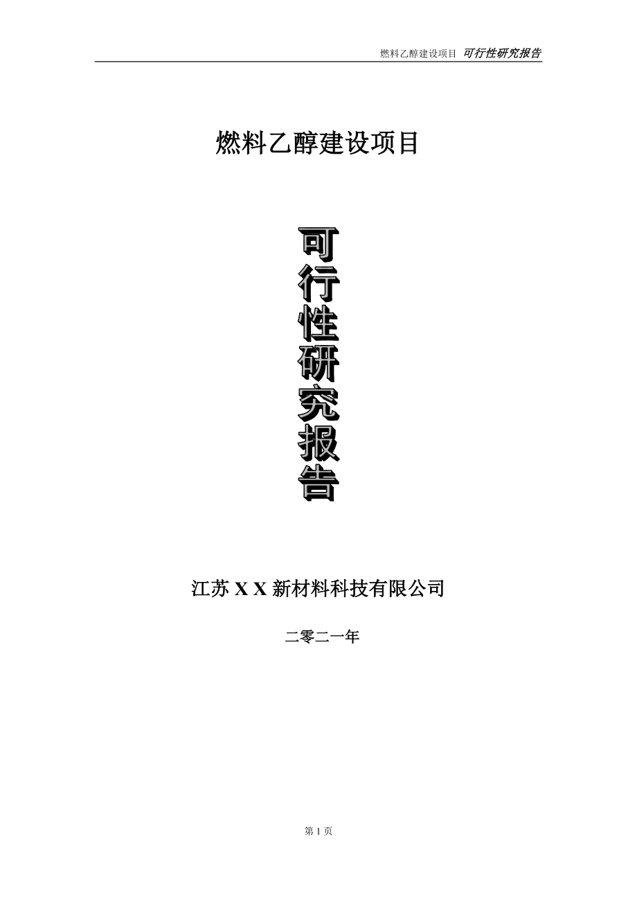 燃料乙醇项目可行性研究报告-立项方案_第1页