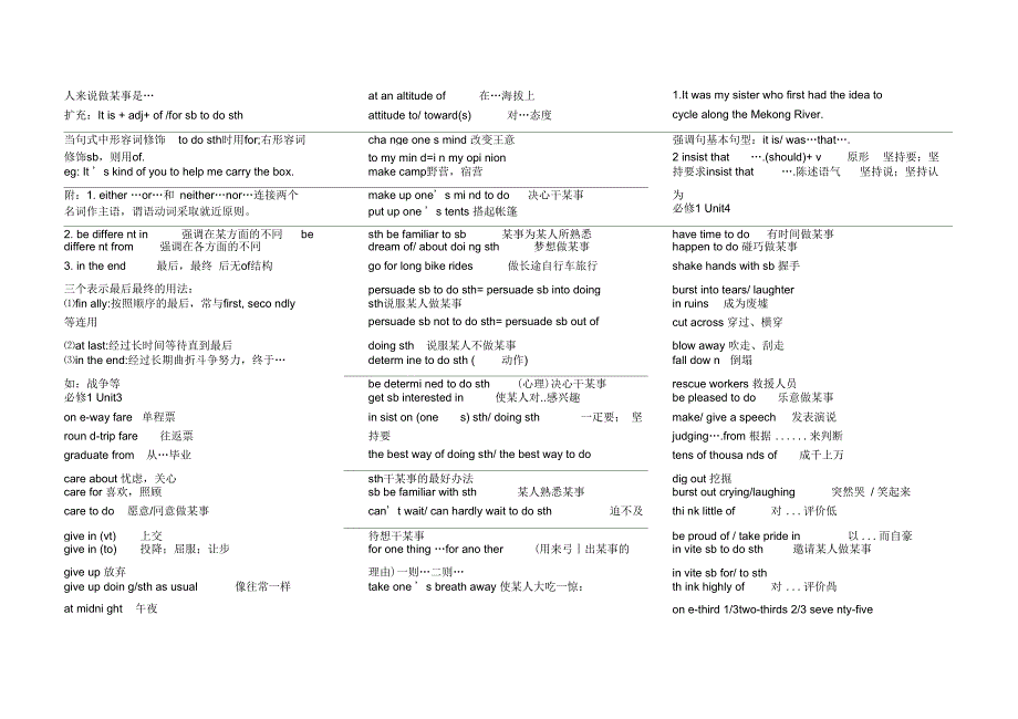 短语复习必修一_第2页