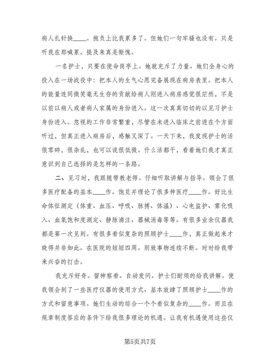 2023护士毕业实习总结标准范文（3篇）.doc_第5页