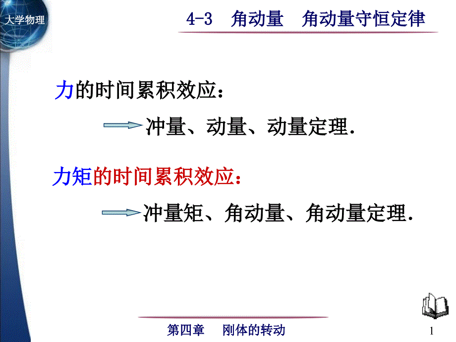 大学物理：4-3 角动量 角动量守恒定律_第1页