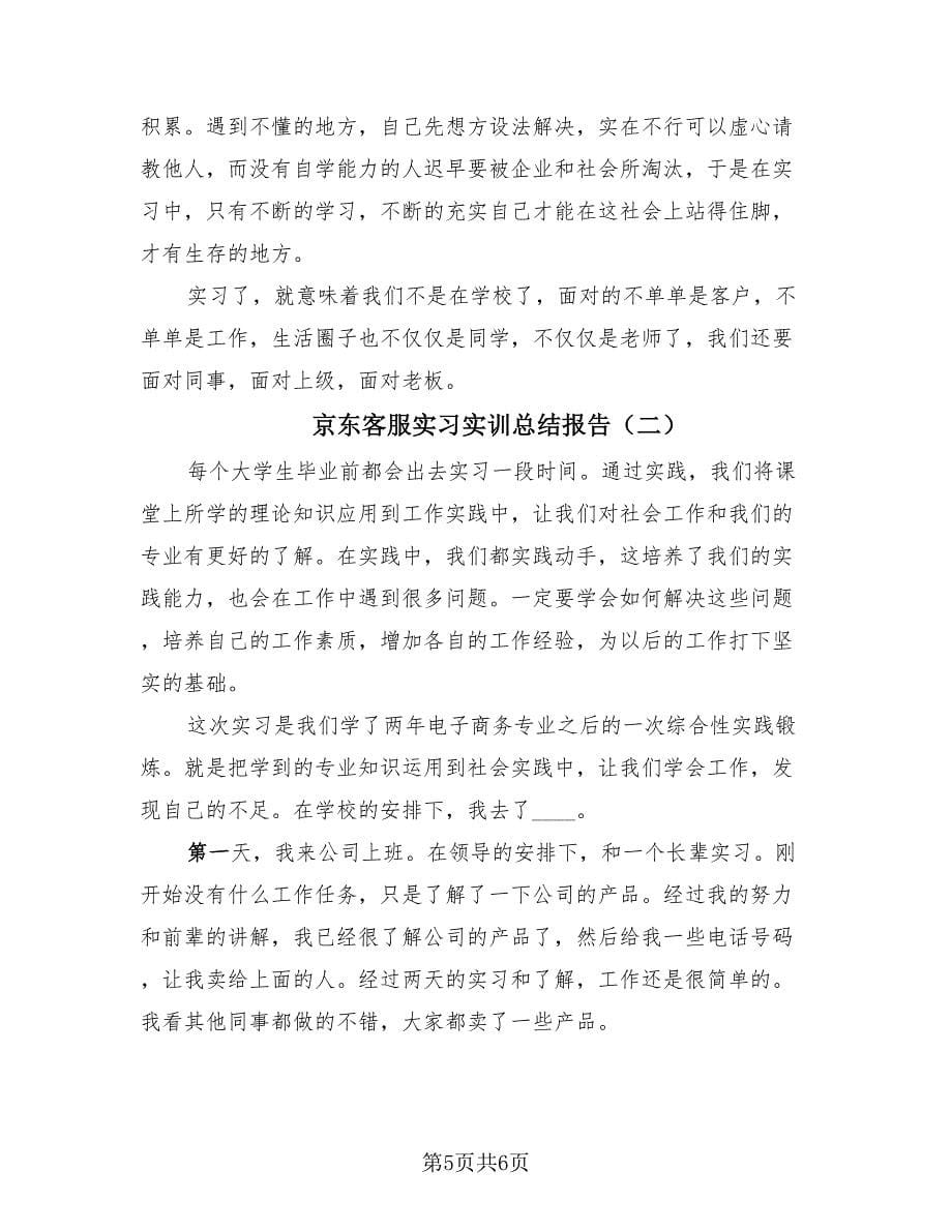 京东客服实习实训总结报告（2篇）.doc_第5页