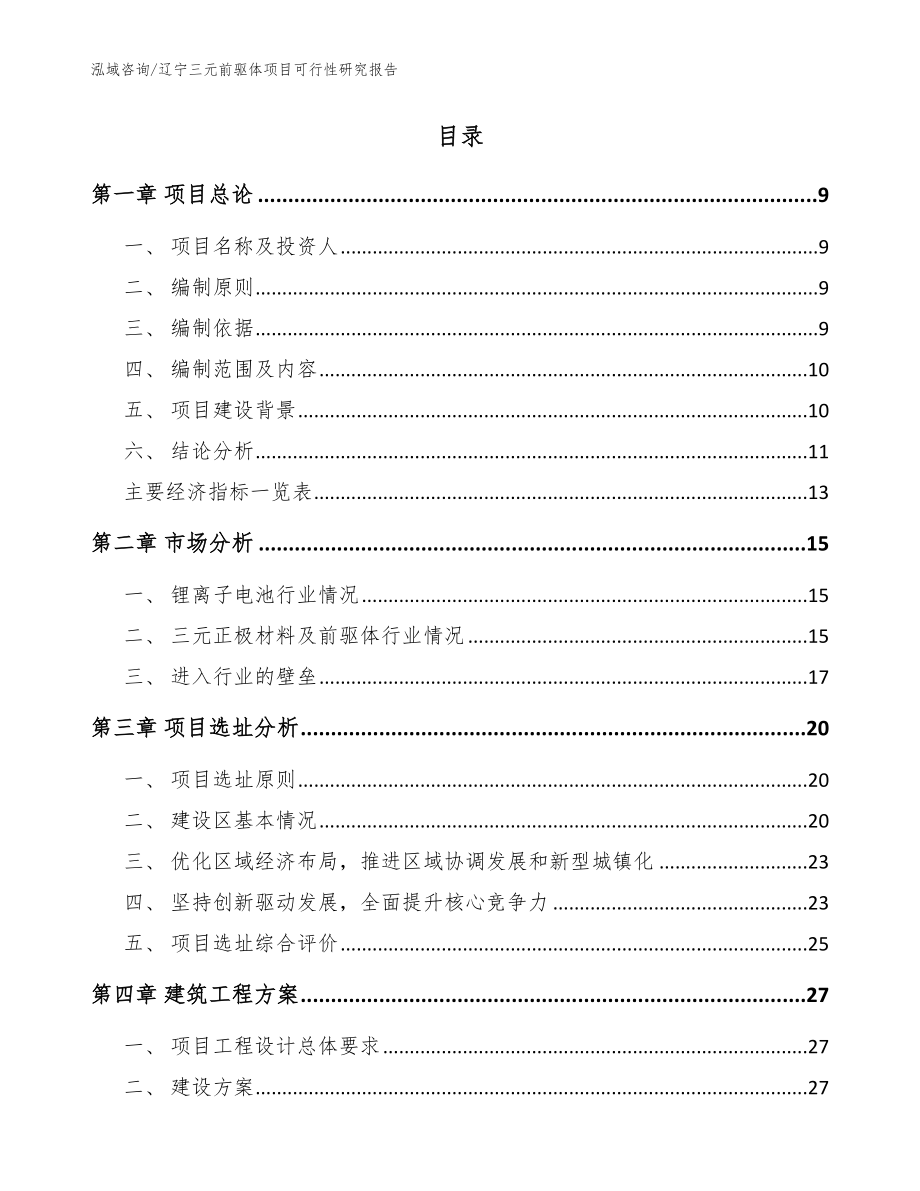 辽宁三元前驱体项目可行性研究报告（模板）_第2页