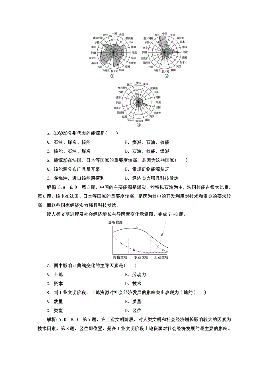 【精选】高中地理湘教版浙江专版必修1：课时跟踪检测十九 自然资源与人类活动 Word版含答案_第2页