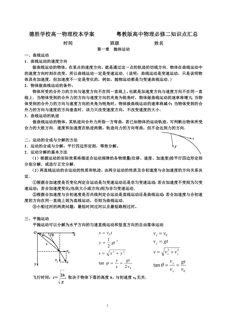 高中物理必修二知识点整理.doc_第1页