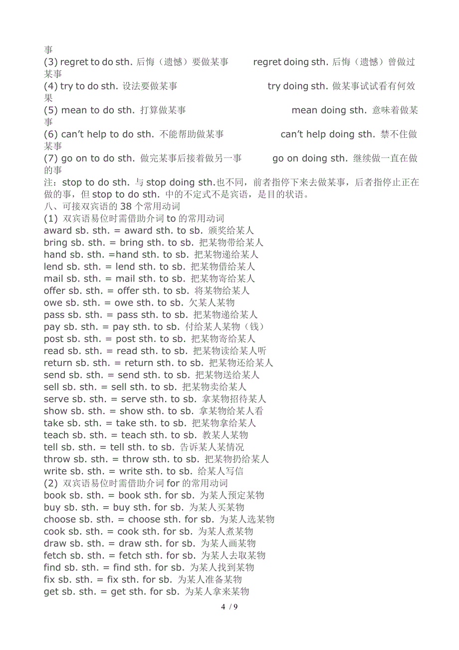 常见英语动词包括及物动词-不及物动词-固定搭配_第4页