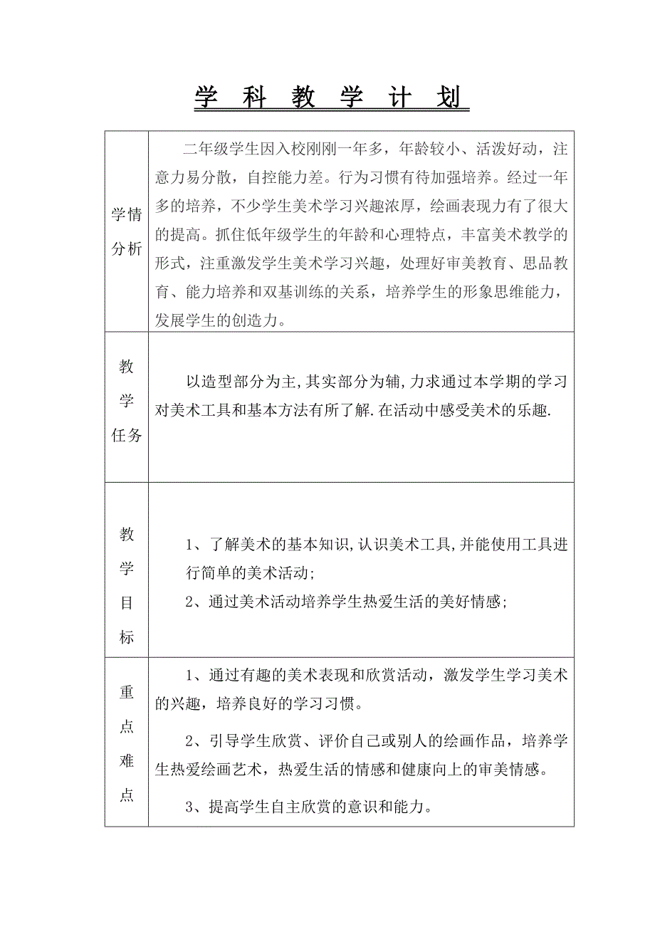 二年级美术学科计划_第1页