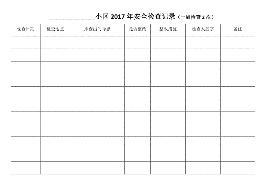 小区2017年安全检查记录_第1页