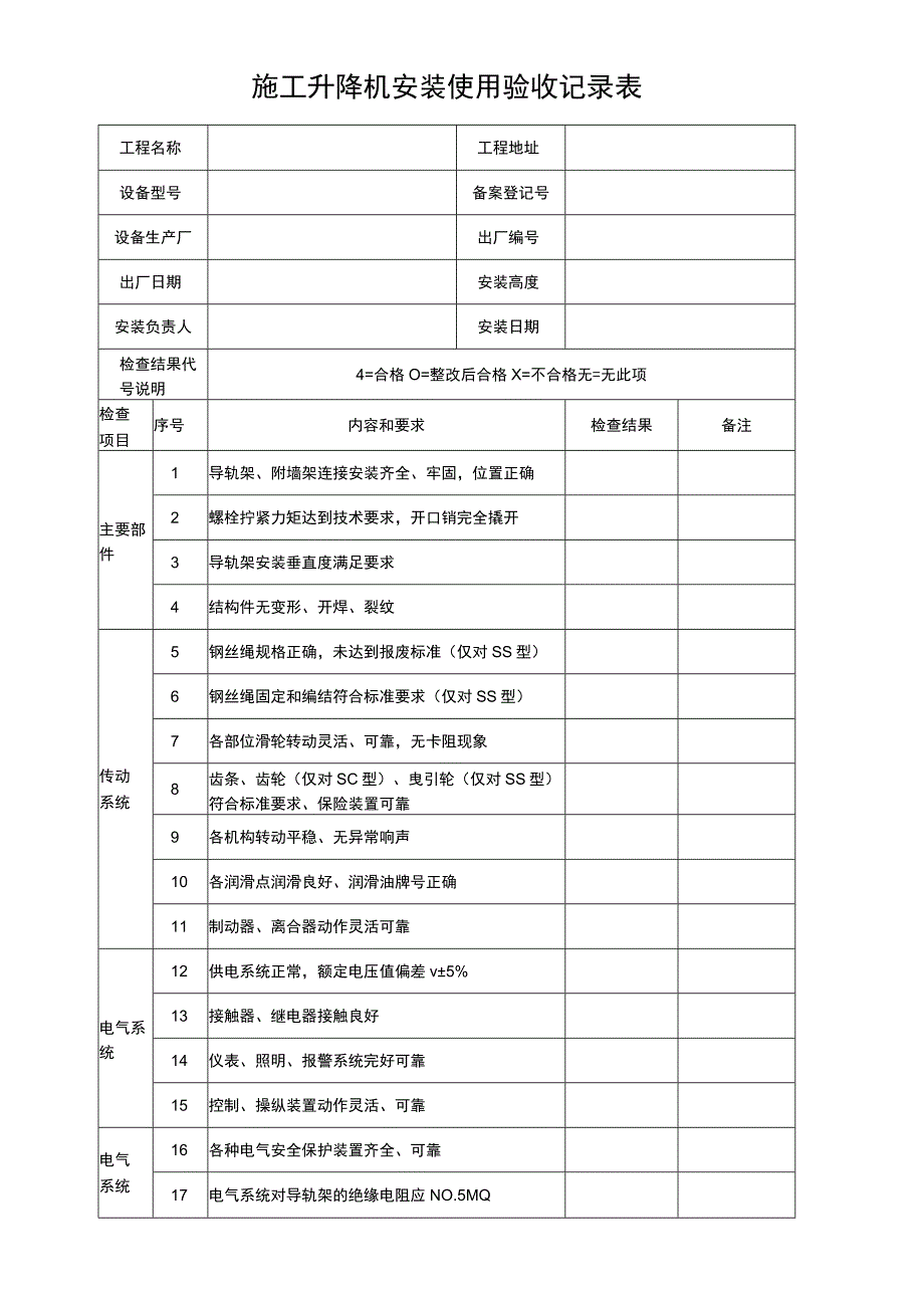 施工升降机安装使用验收记录表_第1页