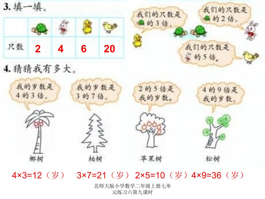 北师大版小学数学二年级上册七单元练习六第九课时课件_第3页