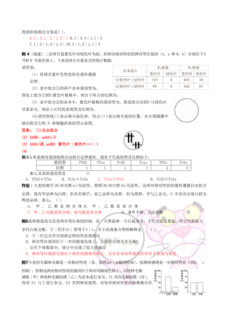 (九)遗传综合分析配题——答案版_第2页