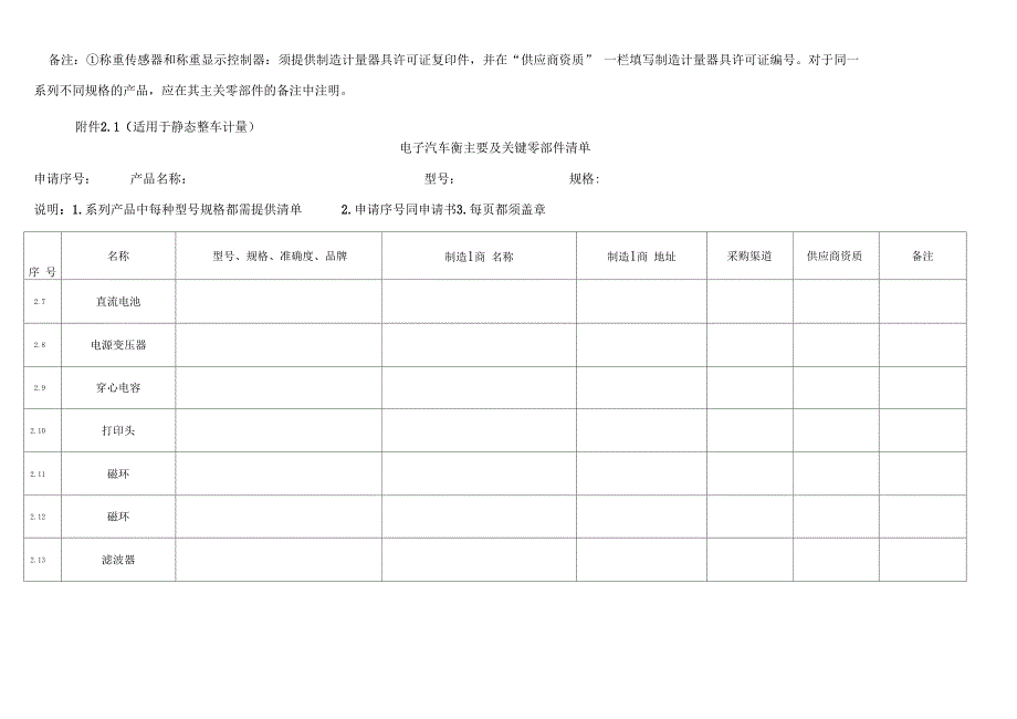 汽车衡型式评价主要及关键零部件确认申请书样本_第3页