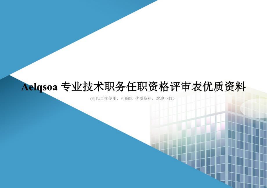 Aelqsoa专业技术职务任职资格评审表优质资料