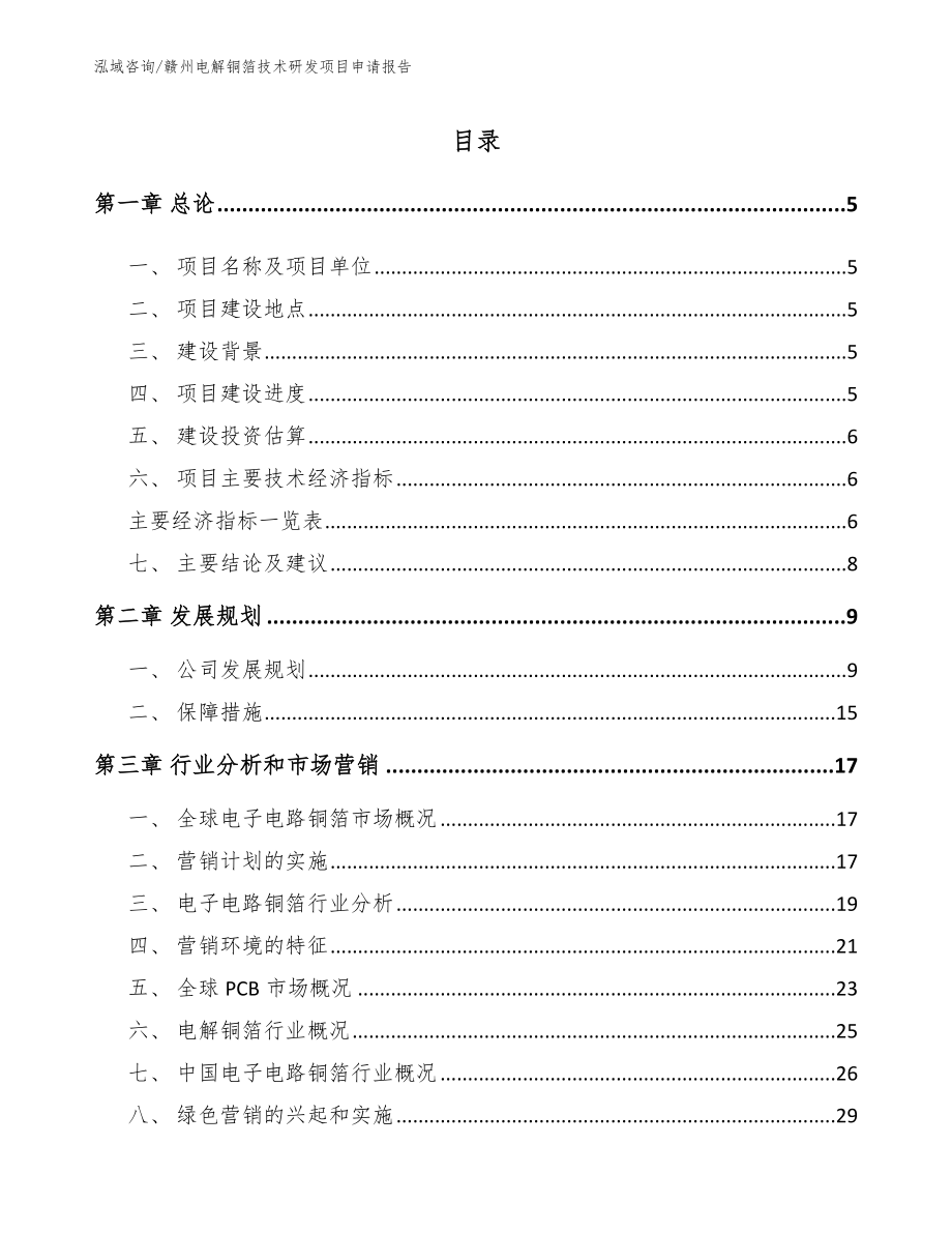 赣州电解铜箔技术研发项目申请报告（模板范文）_第1页