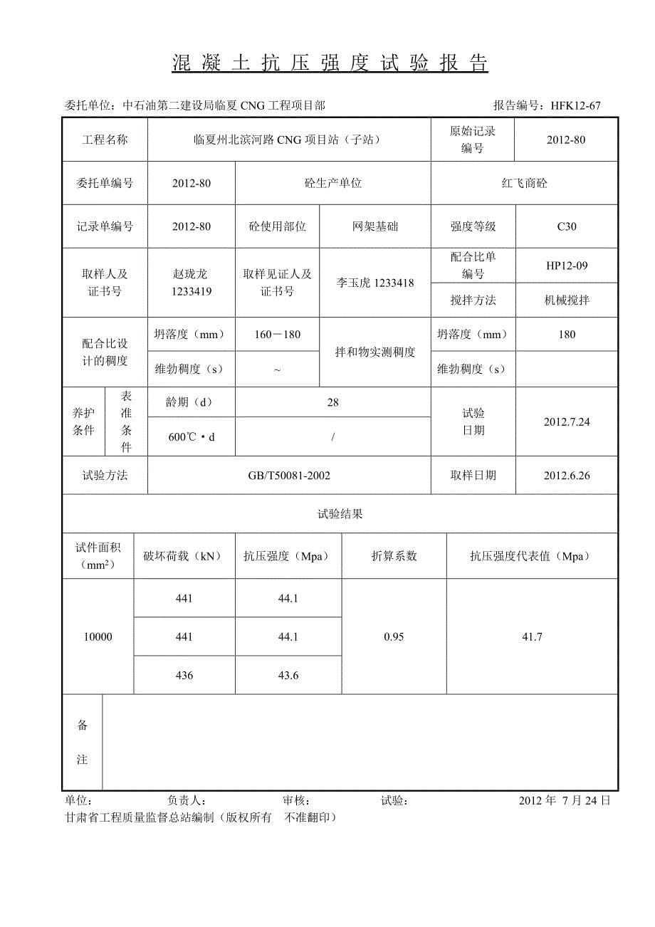 混凝土抗压强度试验报告4_第5页