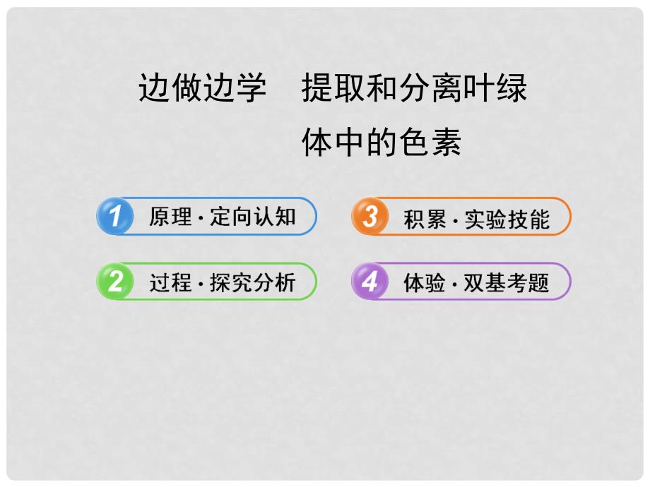 高中生物 1.4.边做边学提取和分离叶绿体中的色素课件 苏教版必修1_第1页