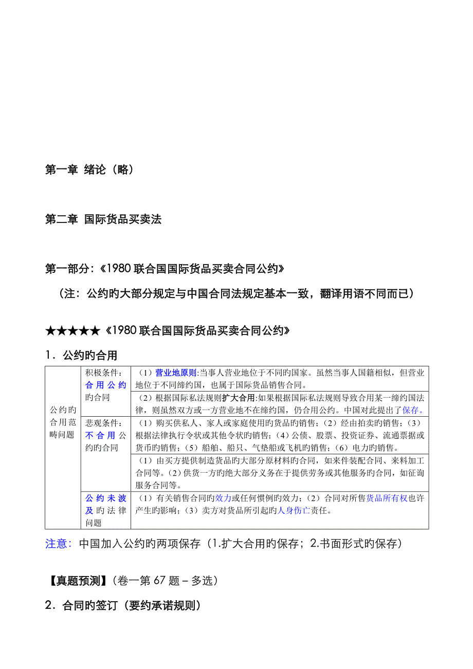 国际经济法重点知识司考真题与案例联合国国际货物买卖合同公约_第3页