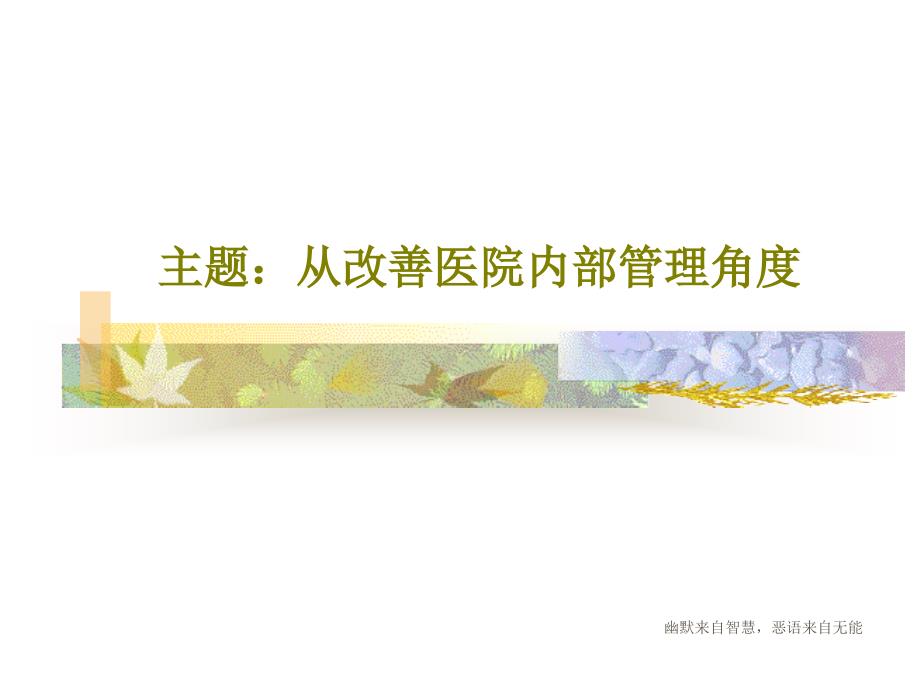 主题：从改善医院内部管理角度共35页文档课件_第1页