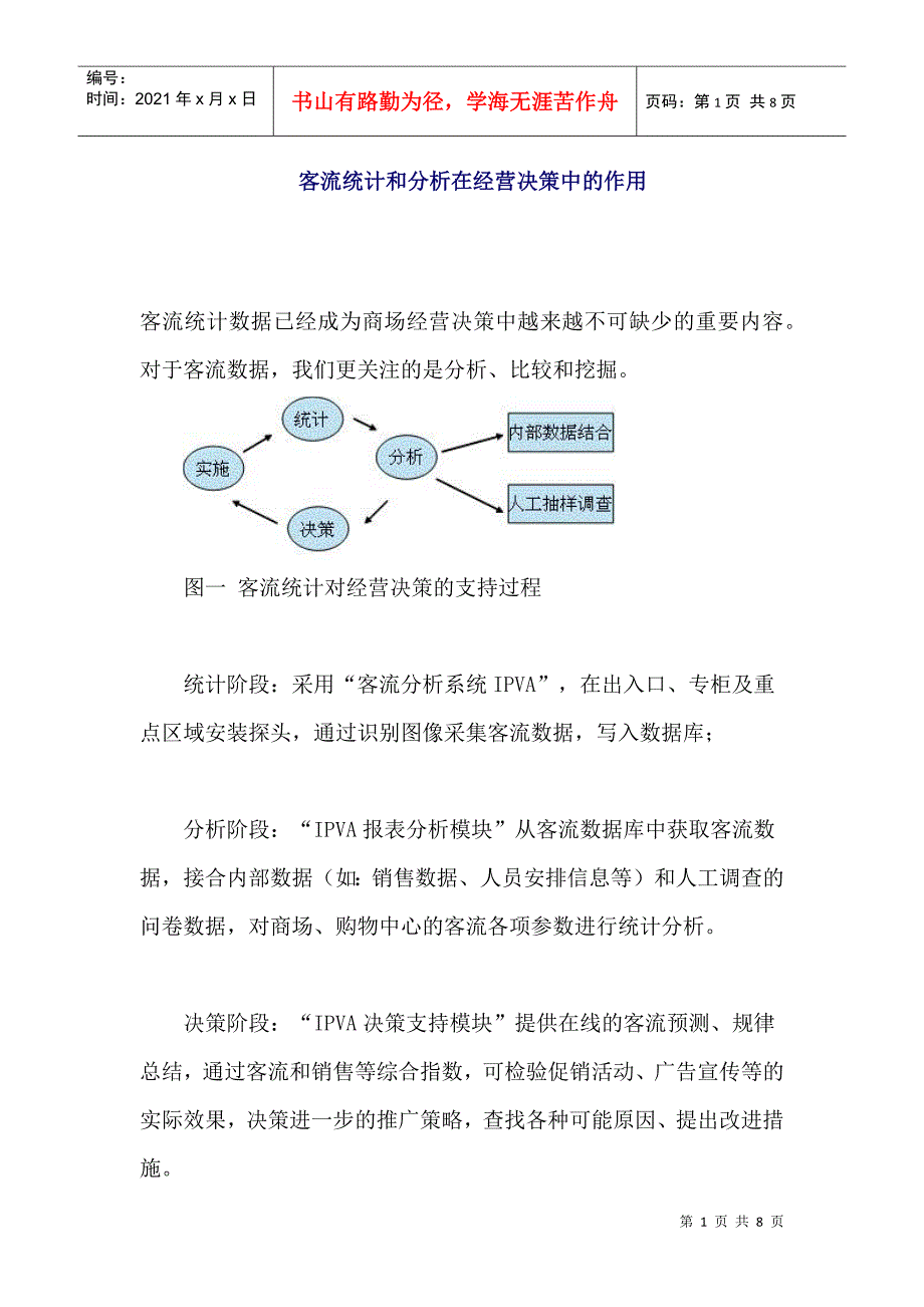 客流统计和分析在经营决策中的作用_第1页