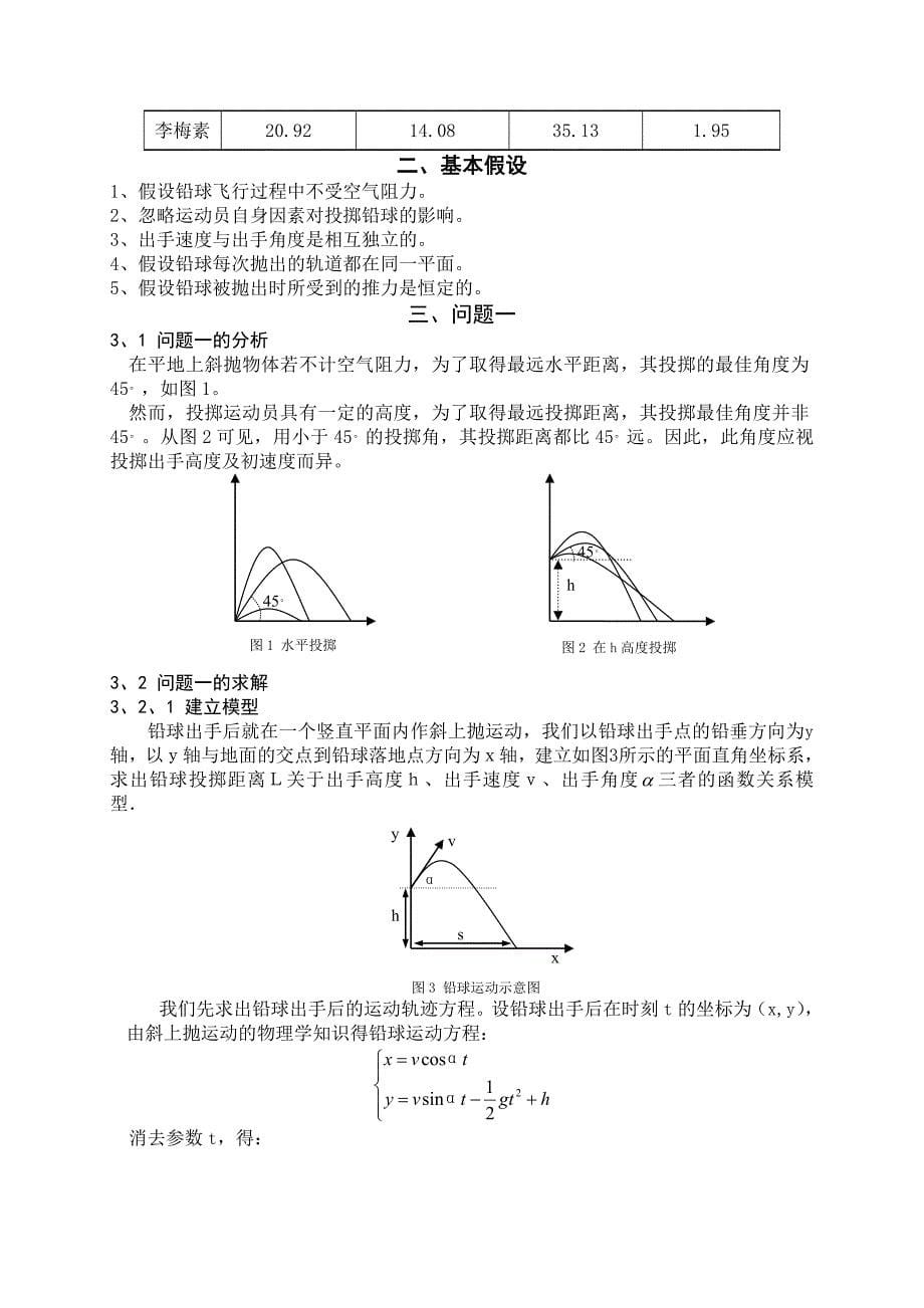 铅球抛掷问题数学建模_第5页