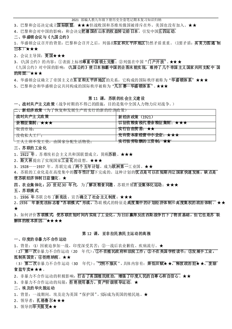 2021部编人教九年级下册历史全套笔记期末复习知识归纳_第4页