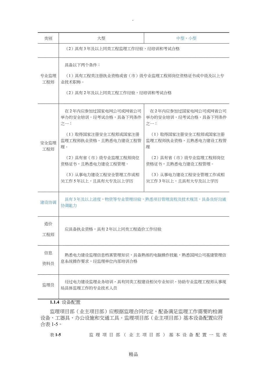 201X标准化监理项目部业主项目部人员配置标准_第5页