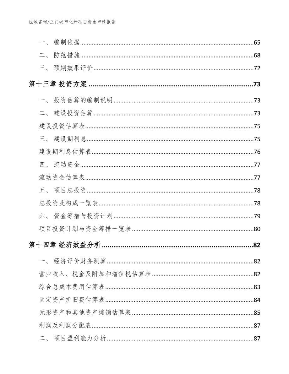 三门峡市化纤项目资金申请报告_第5页