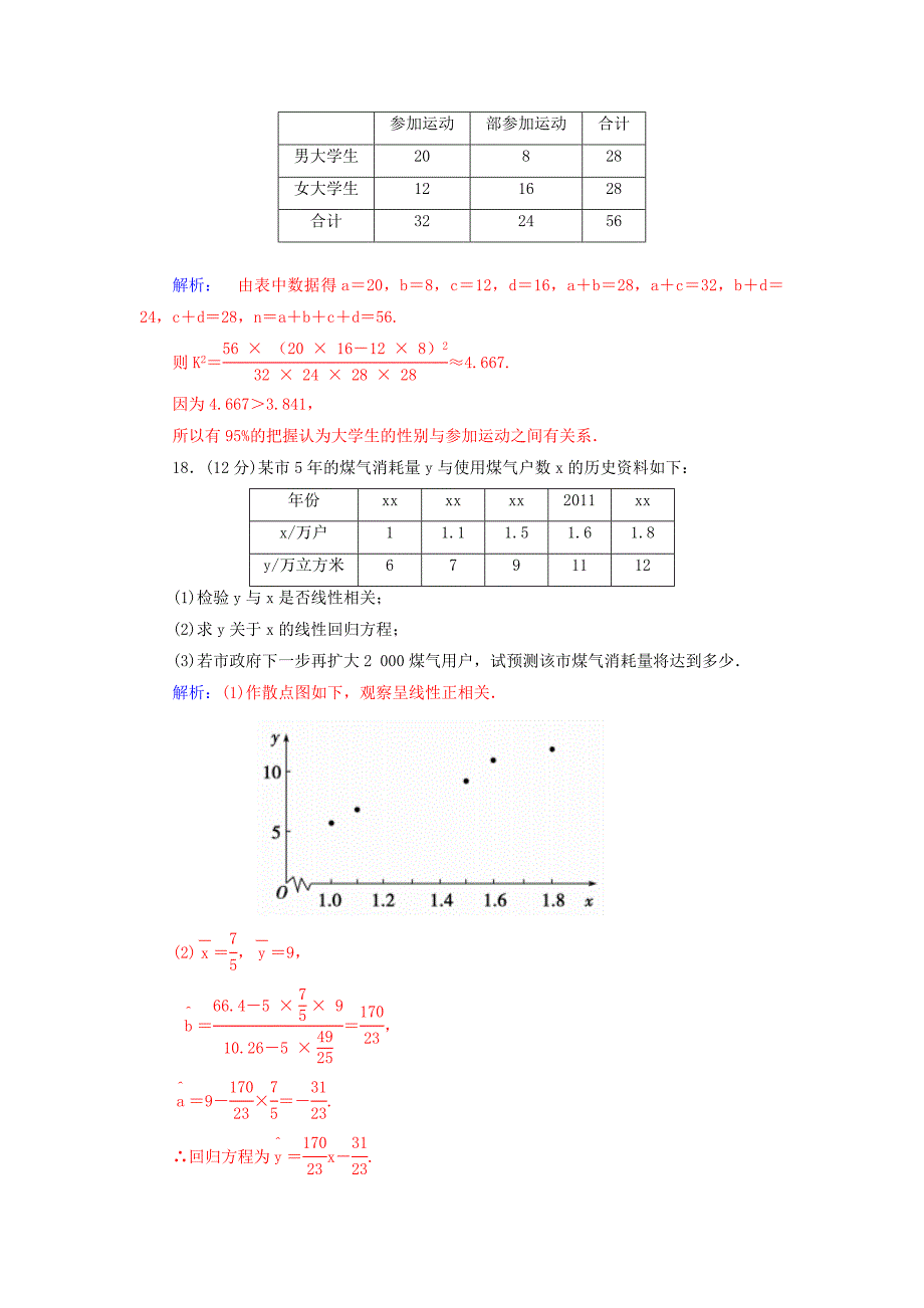 2022年高中数学 第一章 统计案例章末过关检测卷 新人教A版选修1-2_第4页