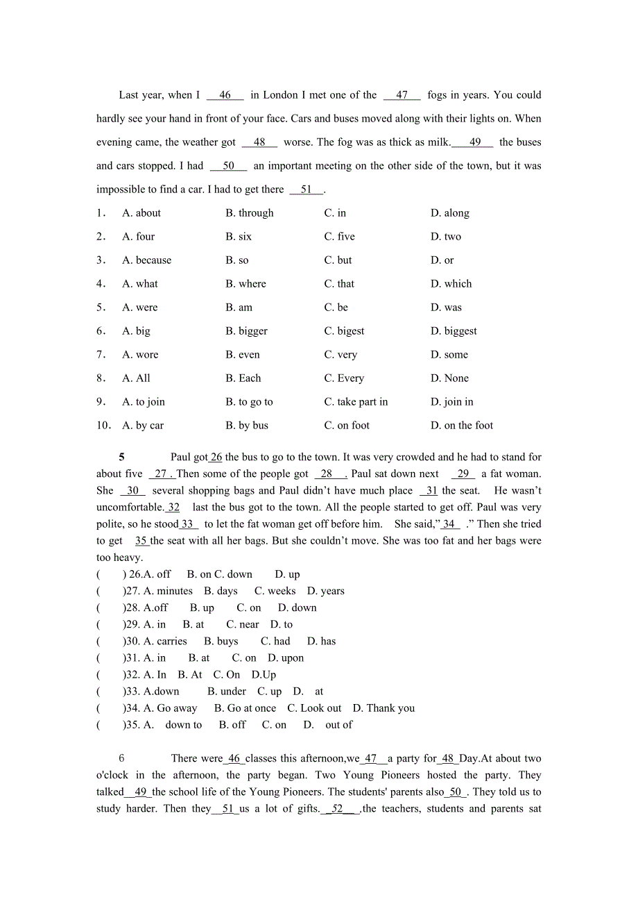 新版八年级上册英语完形填空专项练习含答案-1_第3页