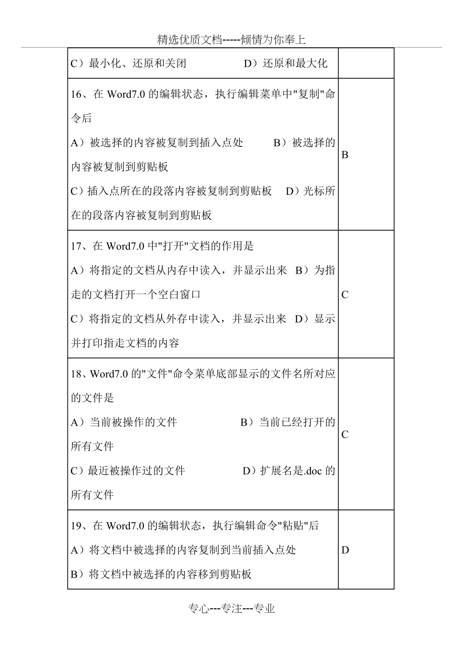 2013年春全国计算机等级考试一级Windows试题及解答_第4页