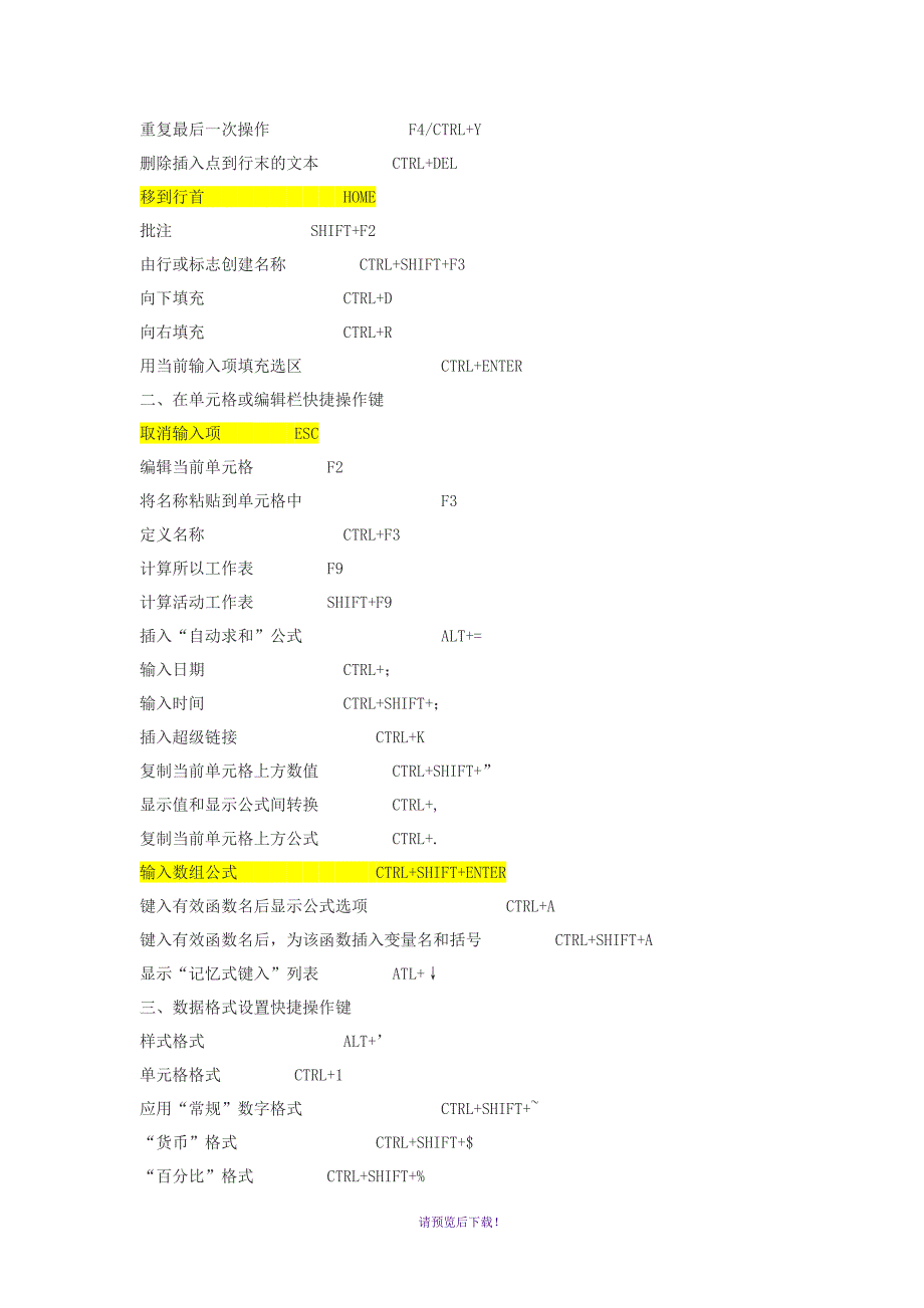 EXCEL快捷键大全_第1页