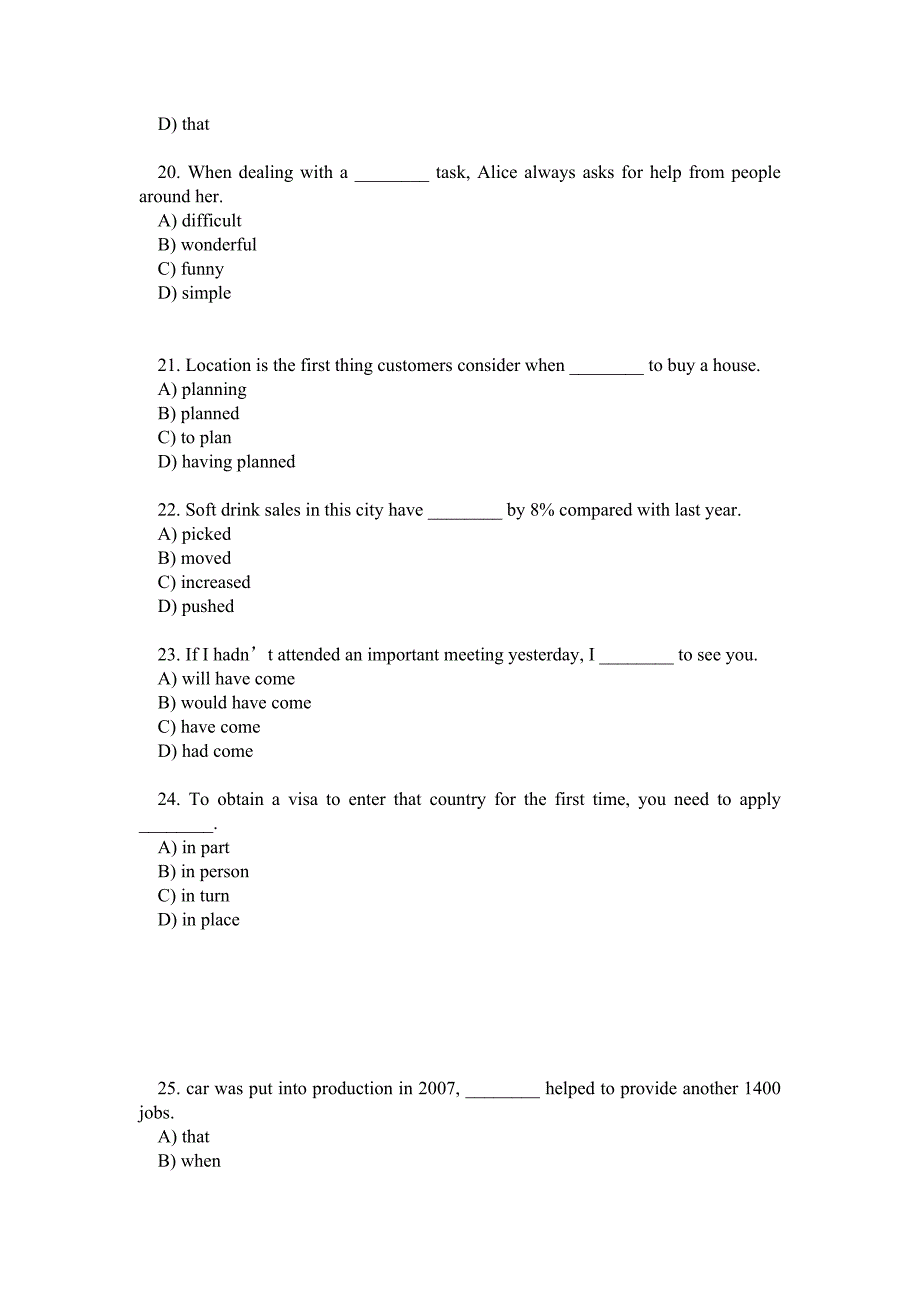 12月份全国高等学校英语B级考试试题_第4页