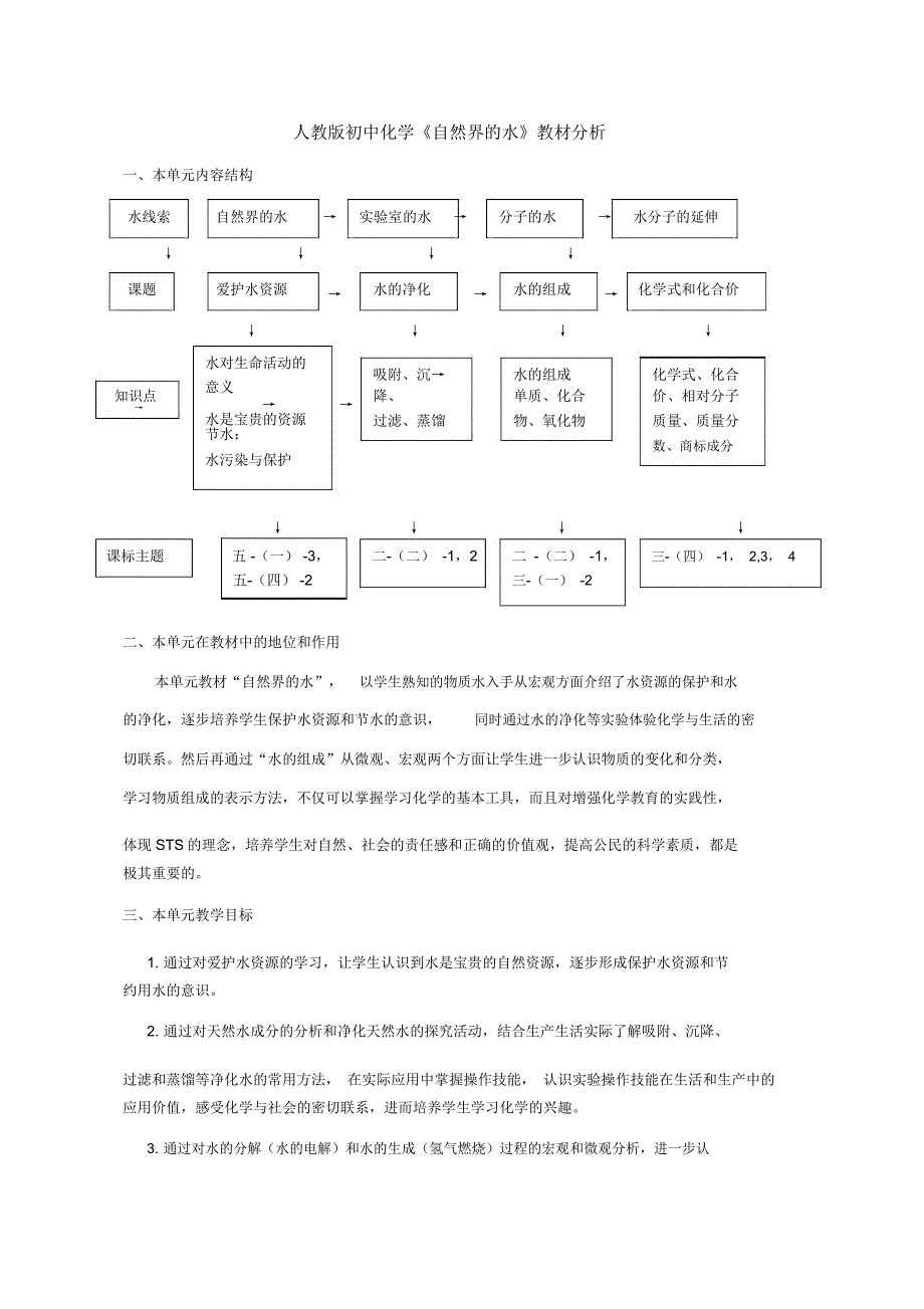 新人教版化学九年级上册第四单元《自然界的水》教学设计_第2页