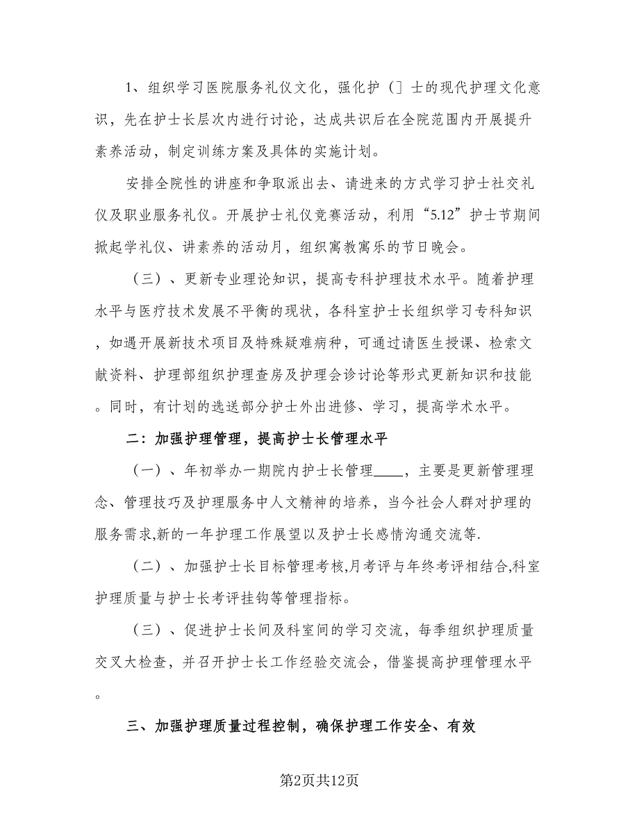 2023年护士个人工作计划标准模板（5篇）_第2页