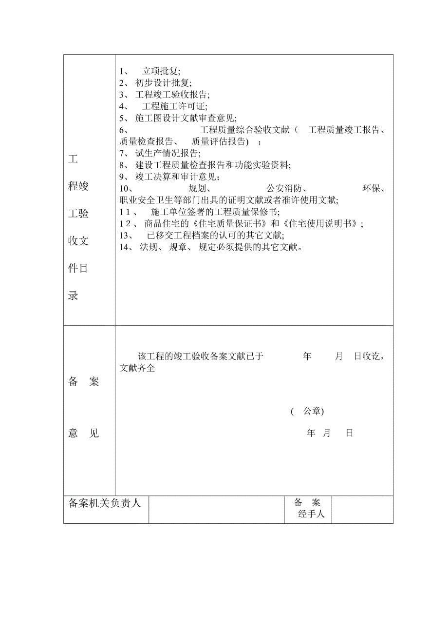 甘肃省建设工程竣工验收备案表模板_第5页