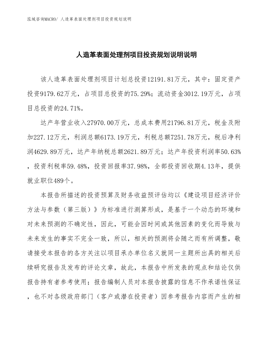 人造革表面处理剂项目投资规划说明.docx_第2页