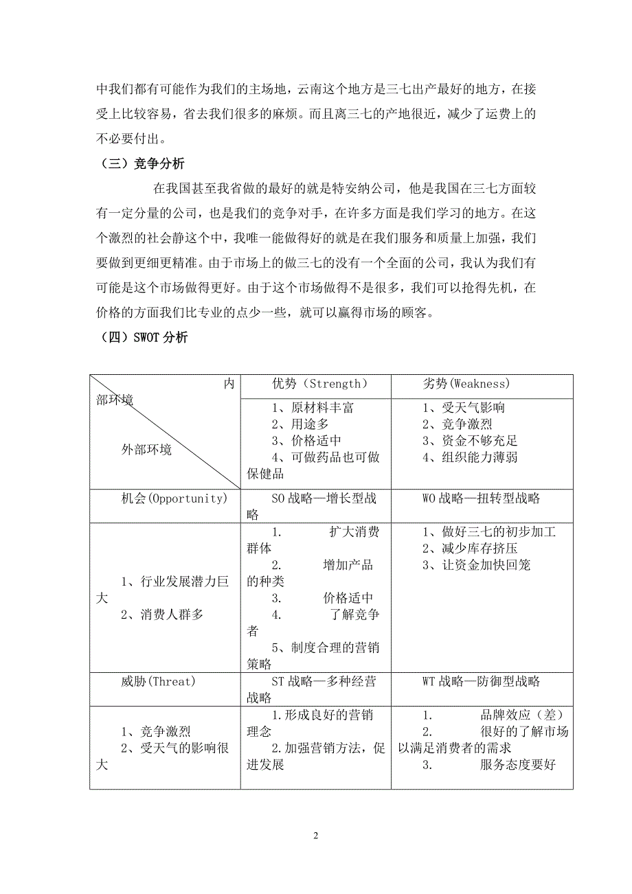 三七专卖店创业项目计划书_第2页