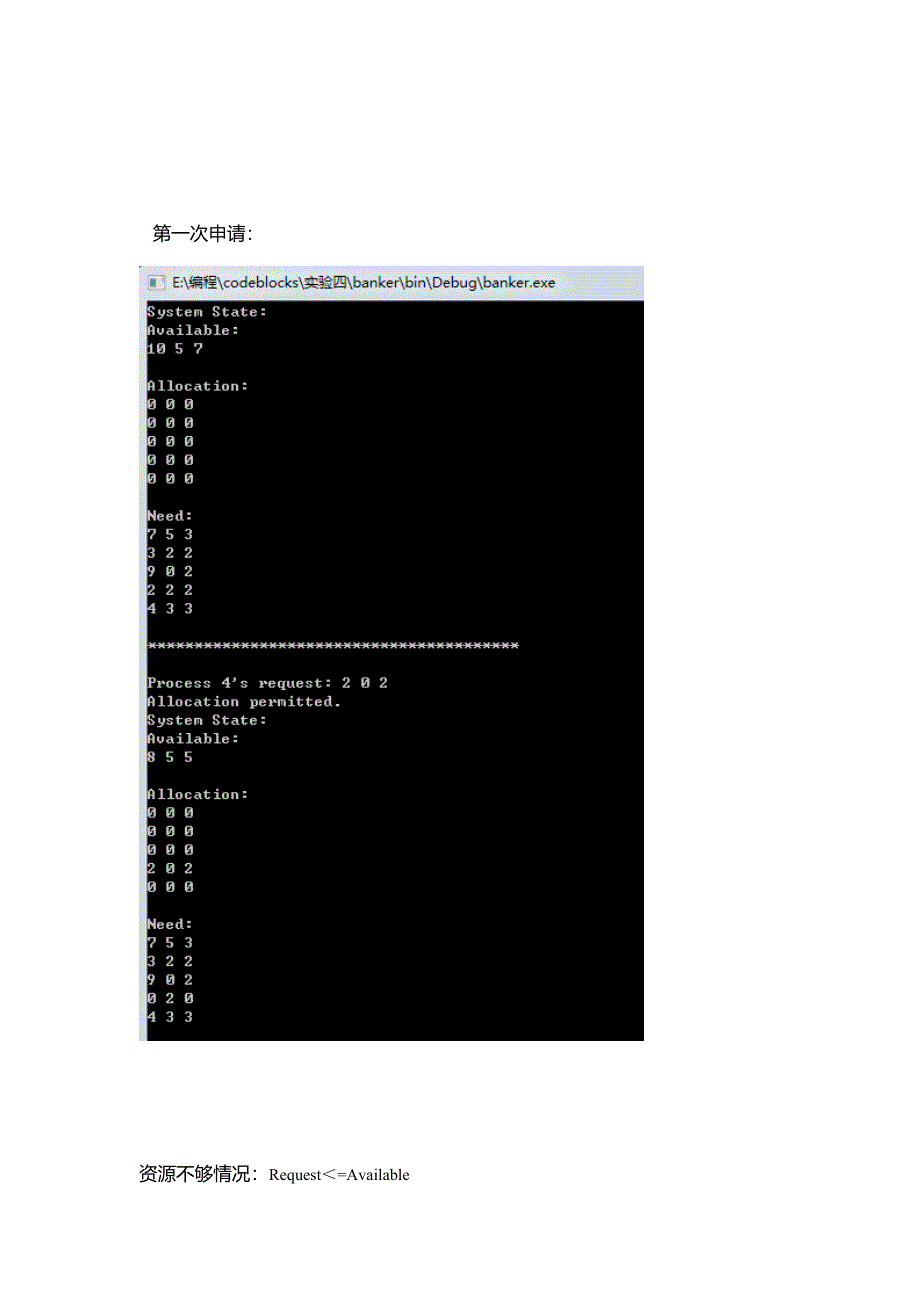 操作系统实验四 银行家算法_第4页