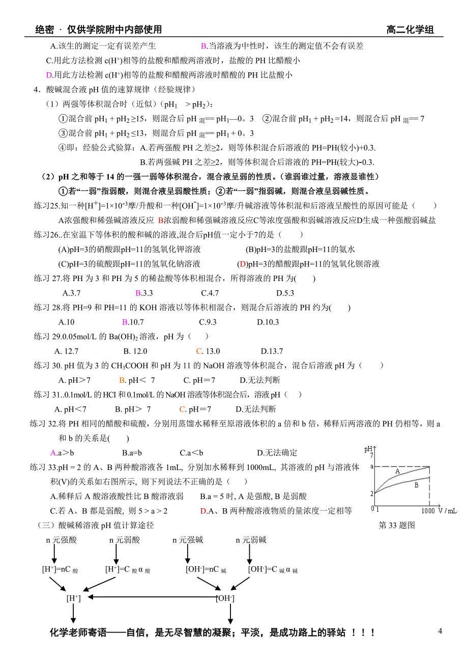 2008年学院附中高二化学电离平衡之水的电离平衡专题.doc_第4页