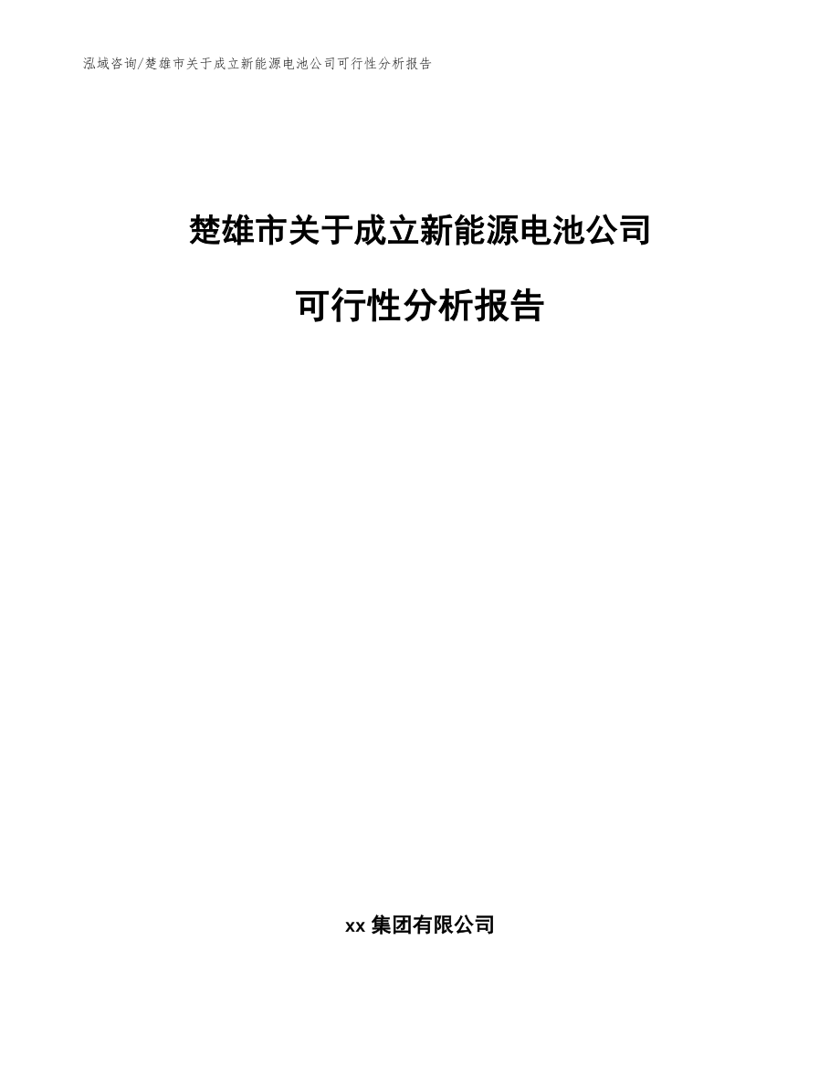 楚雄市关于成立新能源电池公司可行性分析报告（参考模板）_第1页