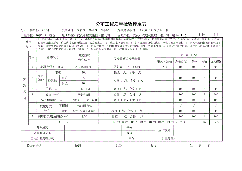 桩基分项工程质量检验评定表_第1页