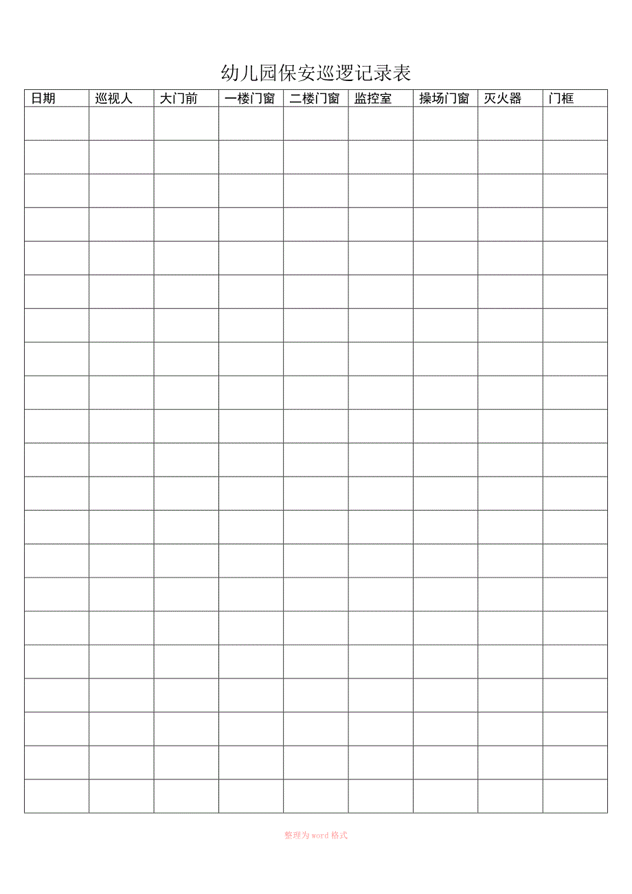 幼儿园保安巡逻记录表_第1页