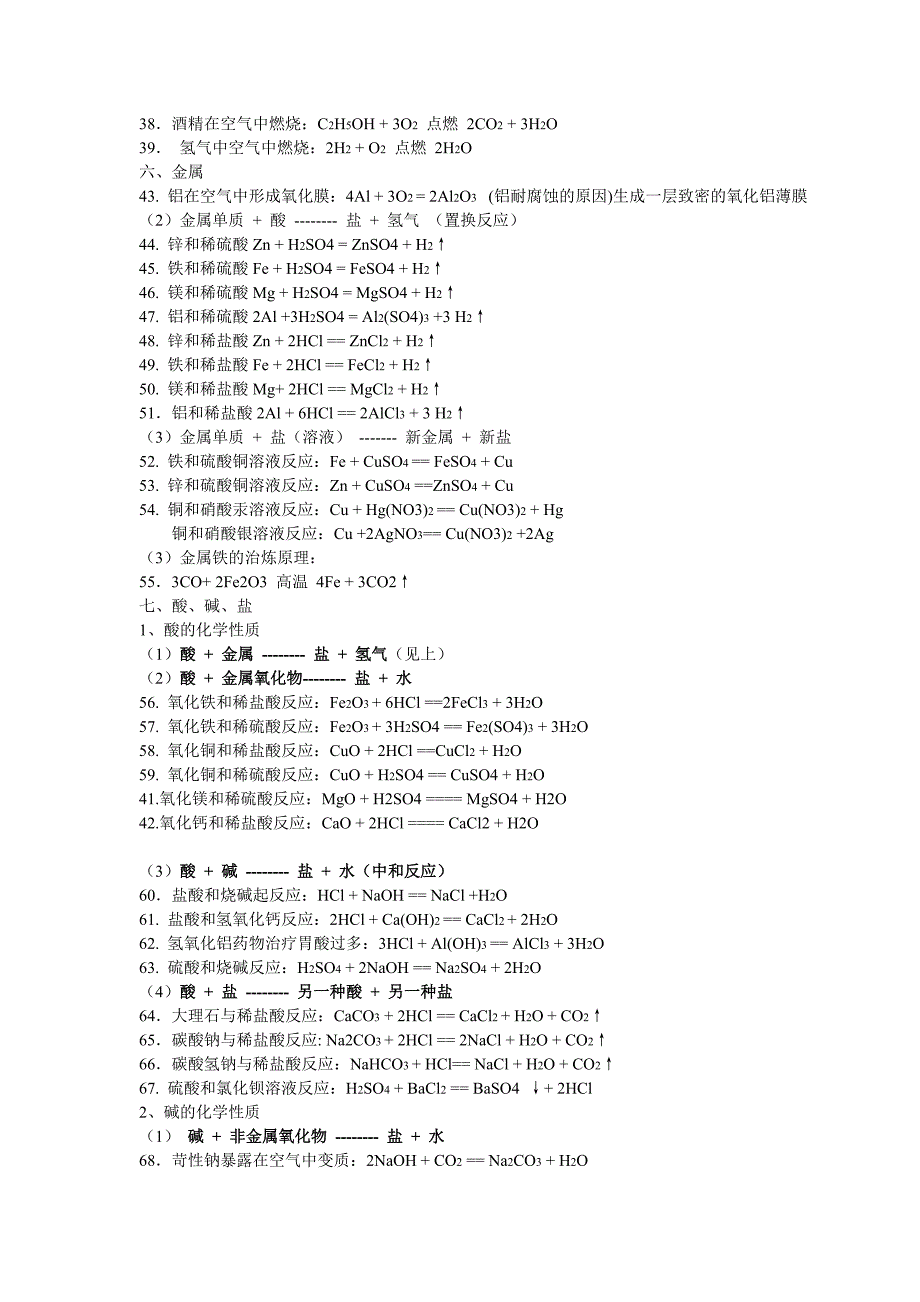 初中常见物质的化学式和化学方程式总结大全_第4页