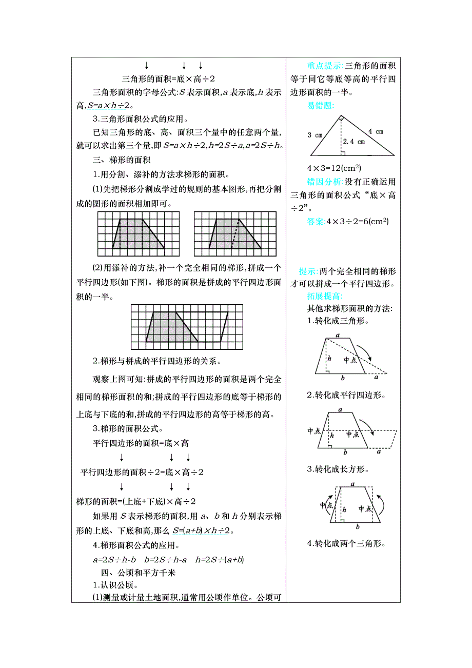 苏教版五年级上册数学全册单元知识点小结_第4页