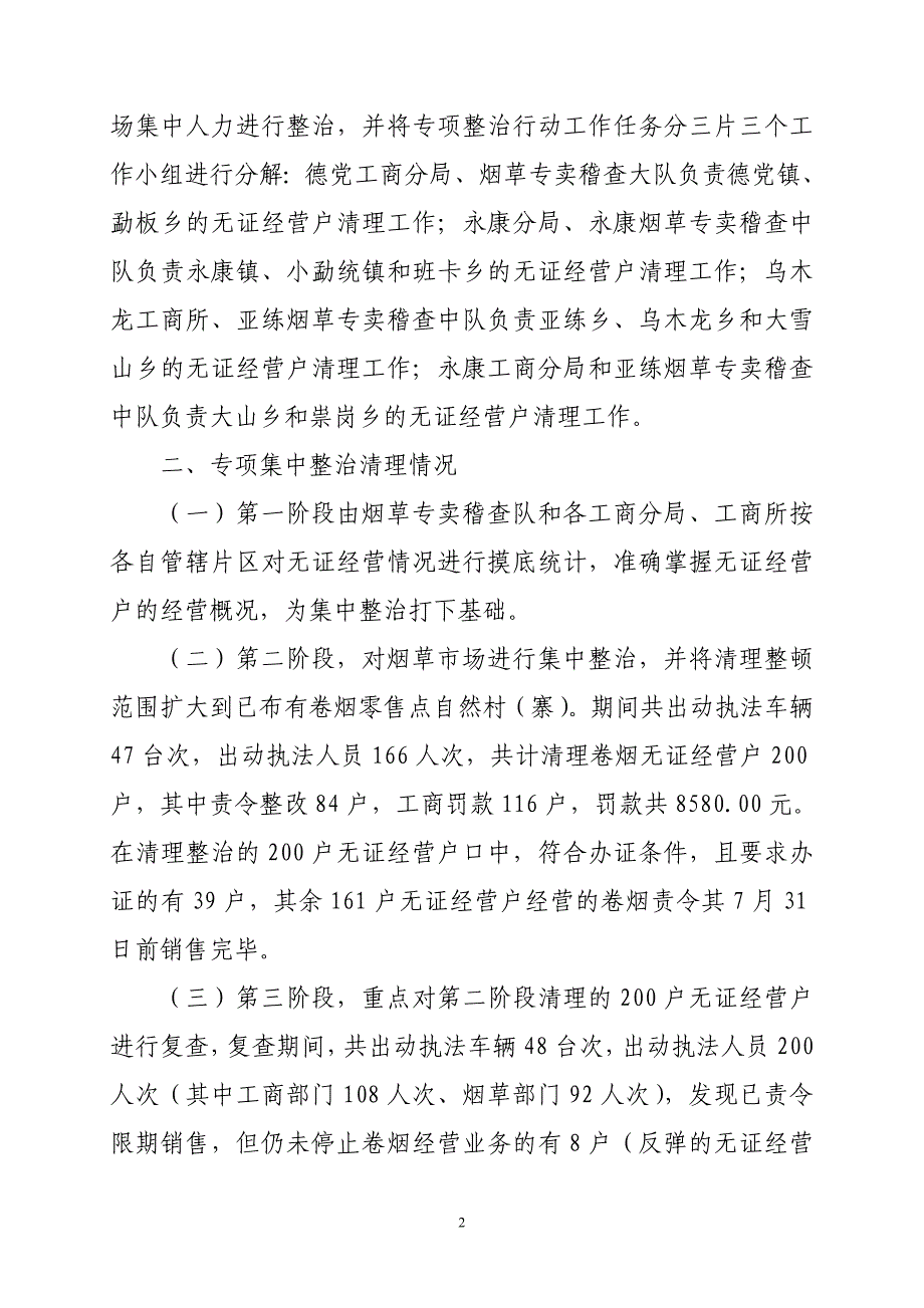 工商行政管理局烟草专卖局烟草市场集中专项整治行动工作总结_第2页