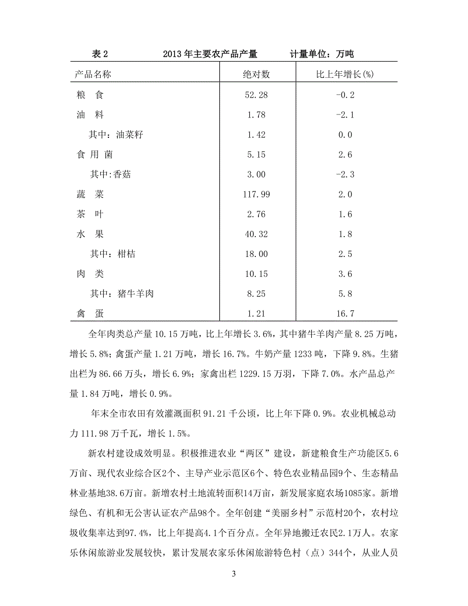 2013年丽水市国民经济和社会发展统计公报_第3页