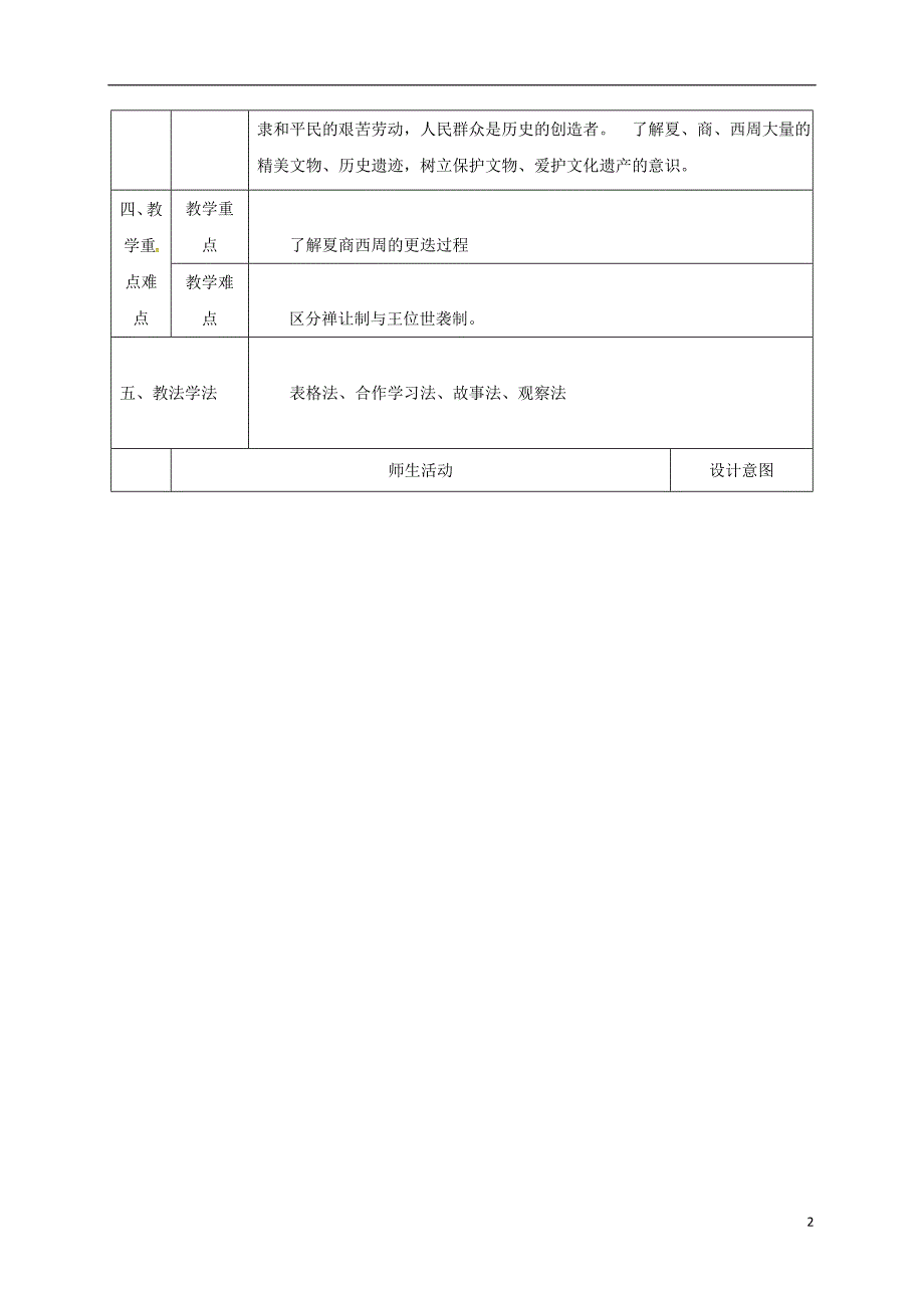 （2016年秋季版）陕西省石泉县七年级历史上册 第二单元 4 夏商西周的更迭教案 北师大版.doc_第2页