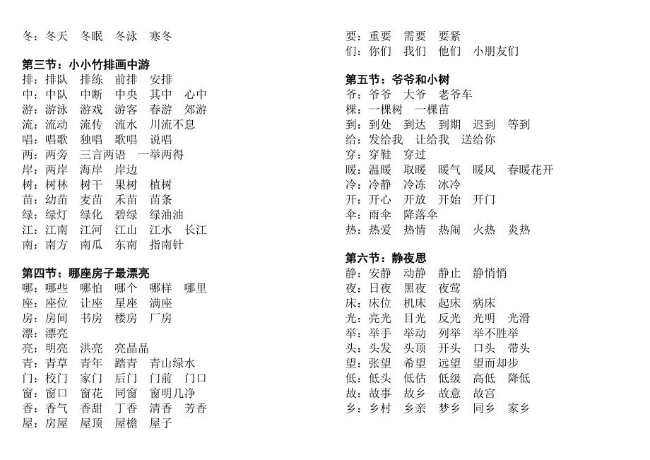 语文一年级上册(组词汇总)_第4页