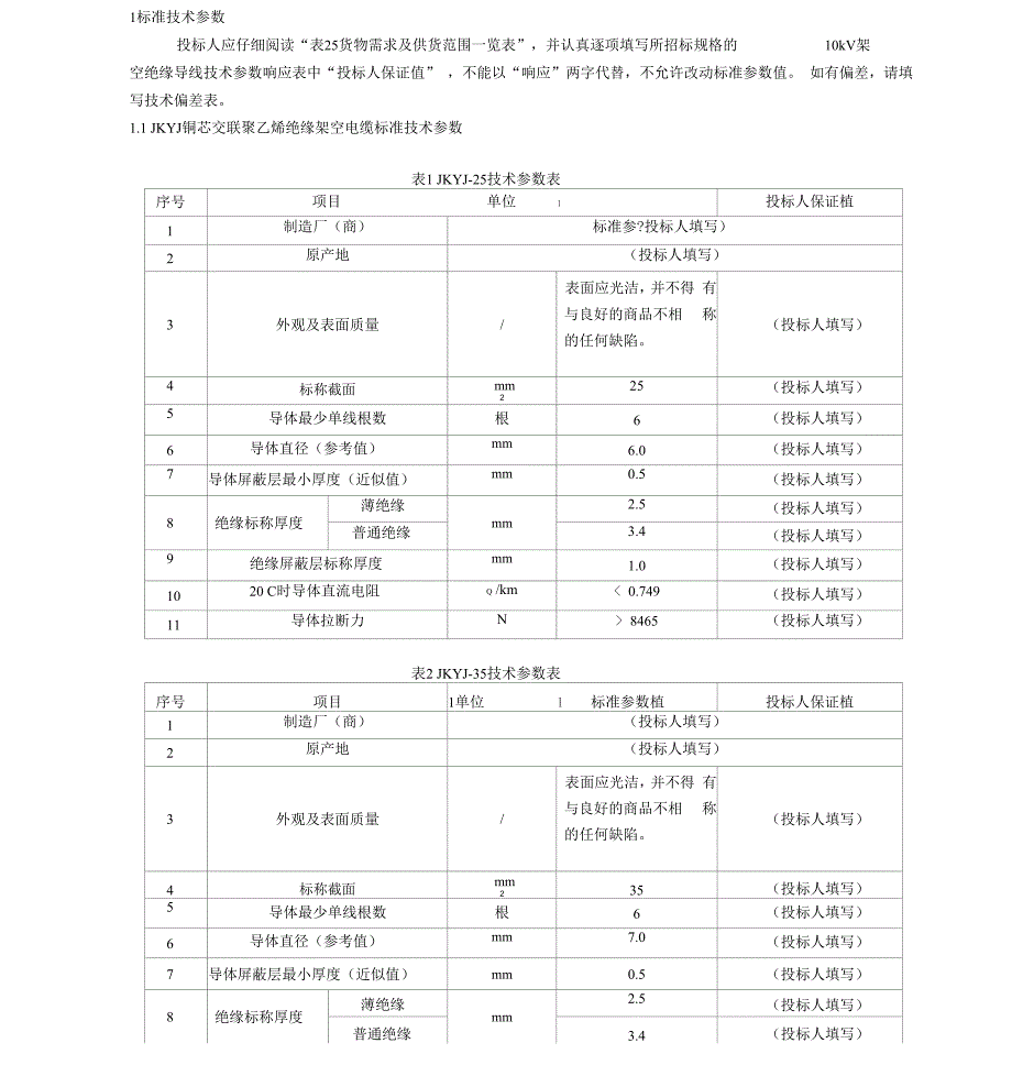 最完整10kV架空绝缘导线技术全参数表_第4页